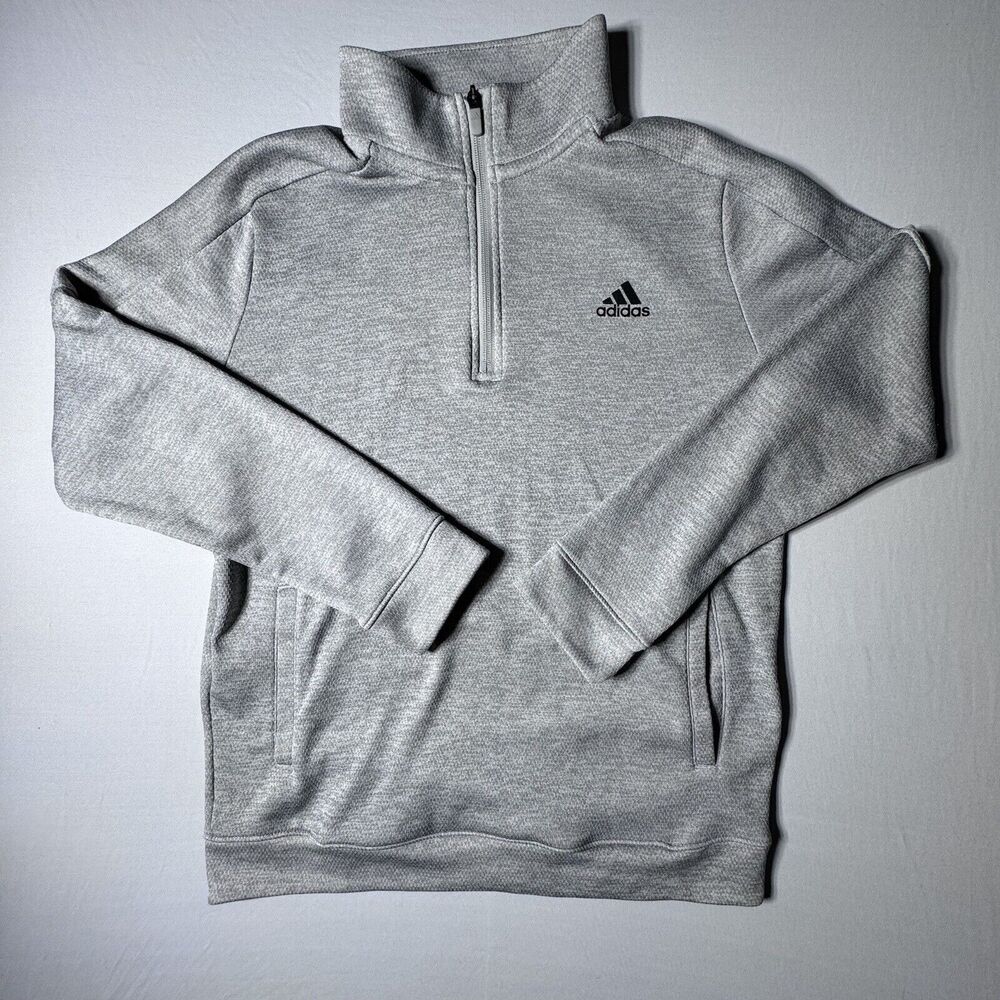 Adidas Womens Large 1/4 Zip Pullover Sweatshirt Jacket Long Sleeve Gray - Picture 2 of 15